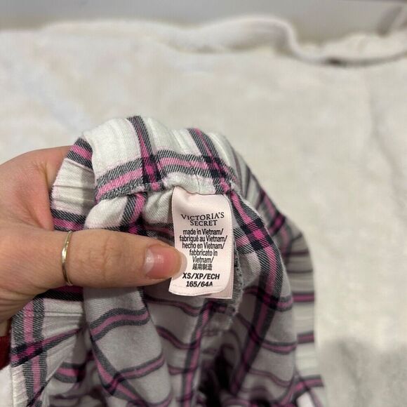 Victoria Secret PJ Set Long Sleeve VS Top & Pants Pink Plaid Pajamas Sz‎ XS - Picture 4 of 8
